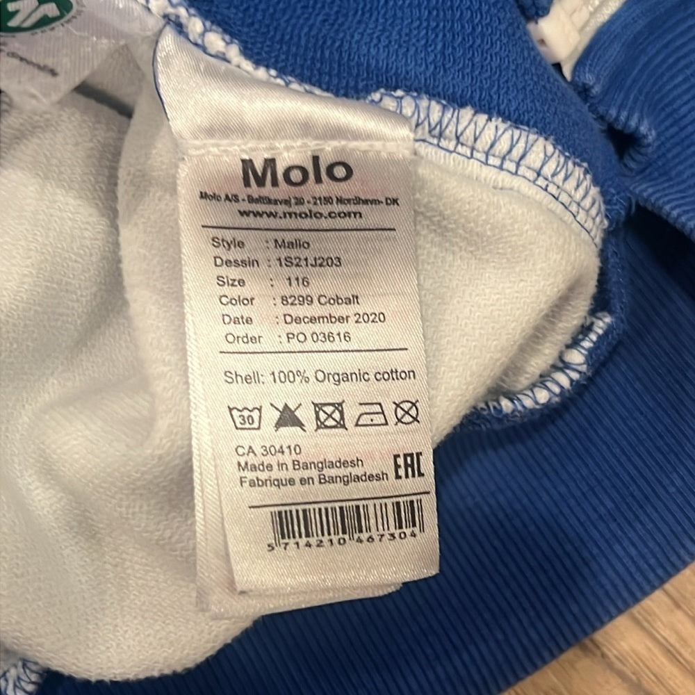 Molo Kids Blue Zip Up Size 6
