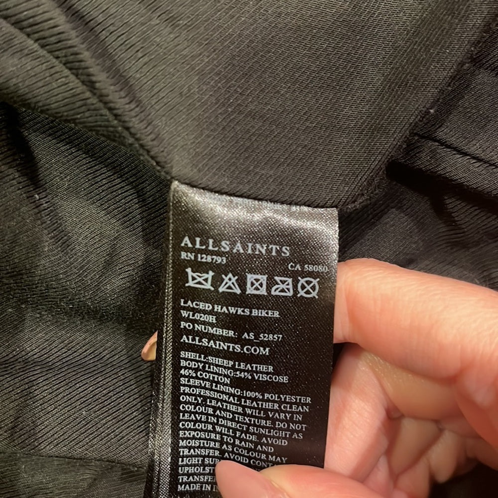 All Saints Woman’s Black Leather Jacket Size US 2