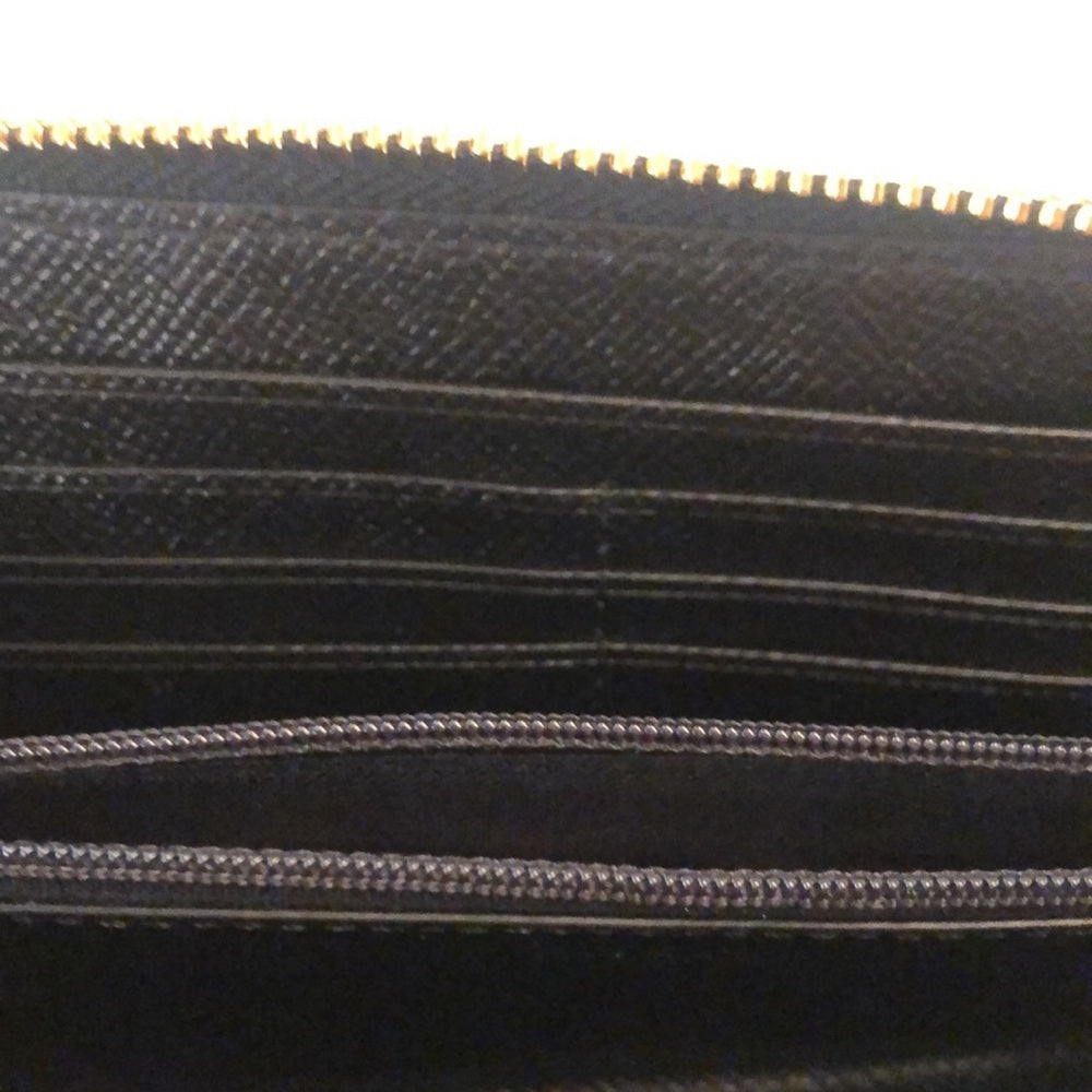 NWT Coach Black Zip Around Wallet with Gold Zipper