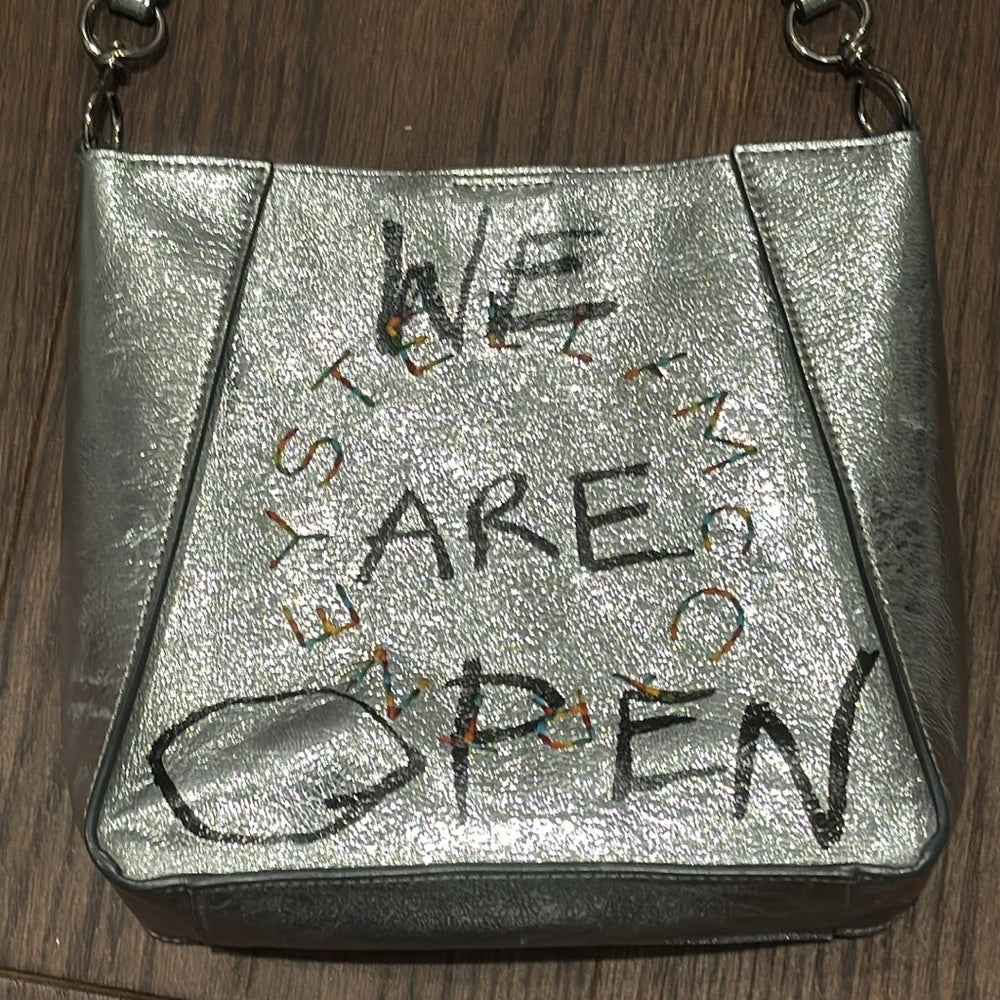 STELLA MCCARTNEY Metallic Eco Alter Nappa Embroidered Logo Crossbody Bag
