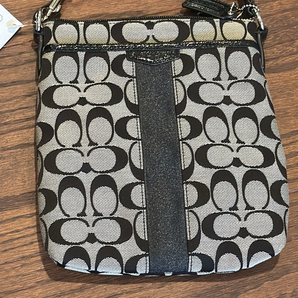 NWT Coach Black and Grey Canvas Crossbody