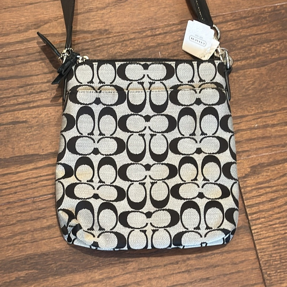 NWT Coach Black and Grey Canvas Crossbody