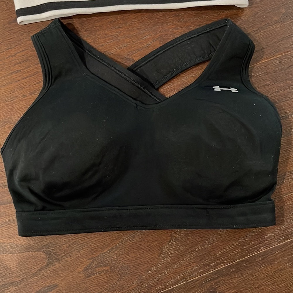 Two Under Armour Sports Bras Black and White Size M