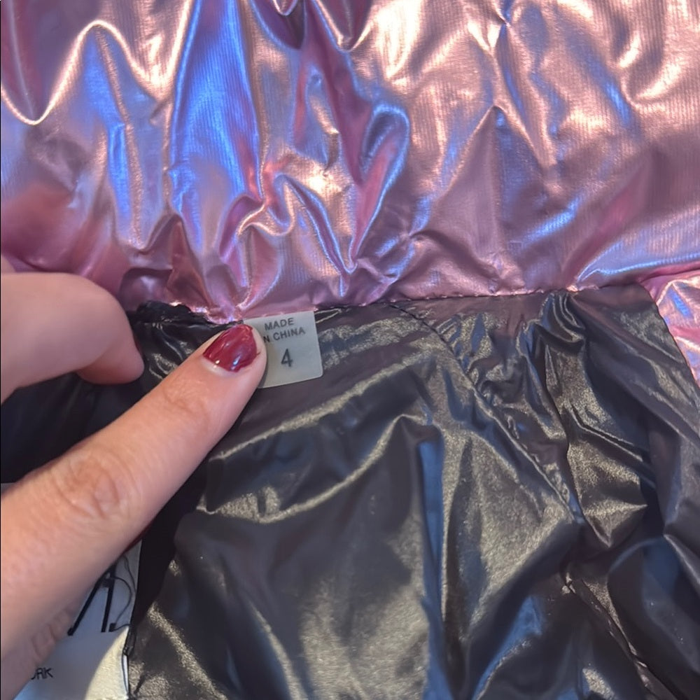 SAM. Pink and Black Metallic Puffer Jacket Kids Size 4