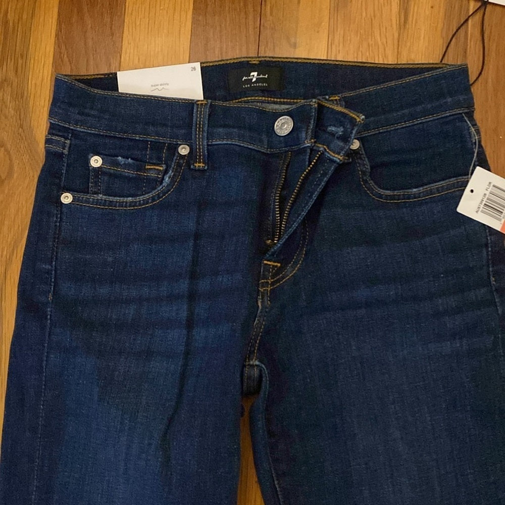 NWT 7 For All Mankind Women’s Blue Ankle Skinny Jeans Size 26