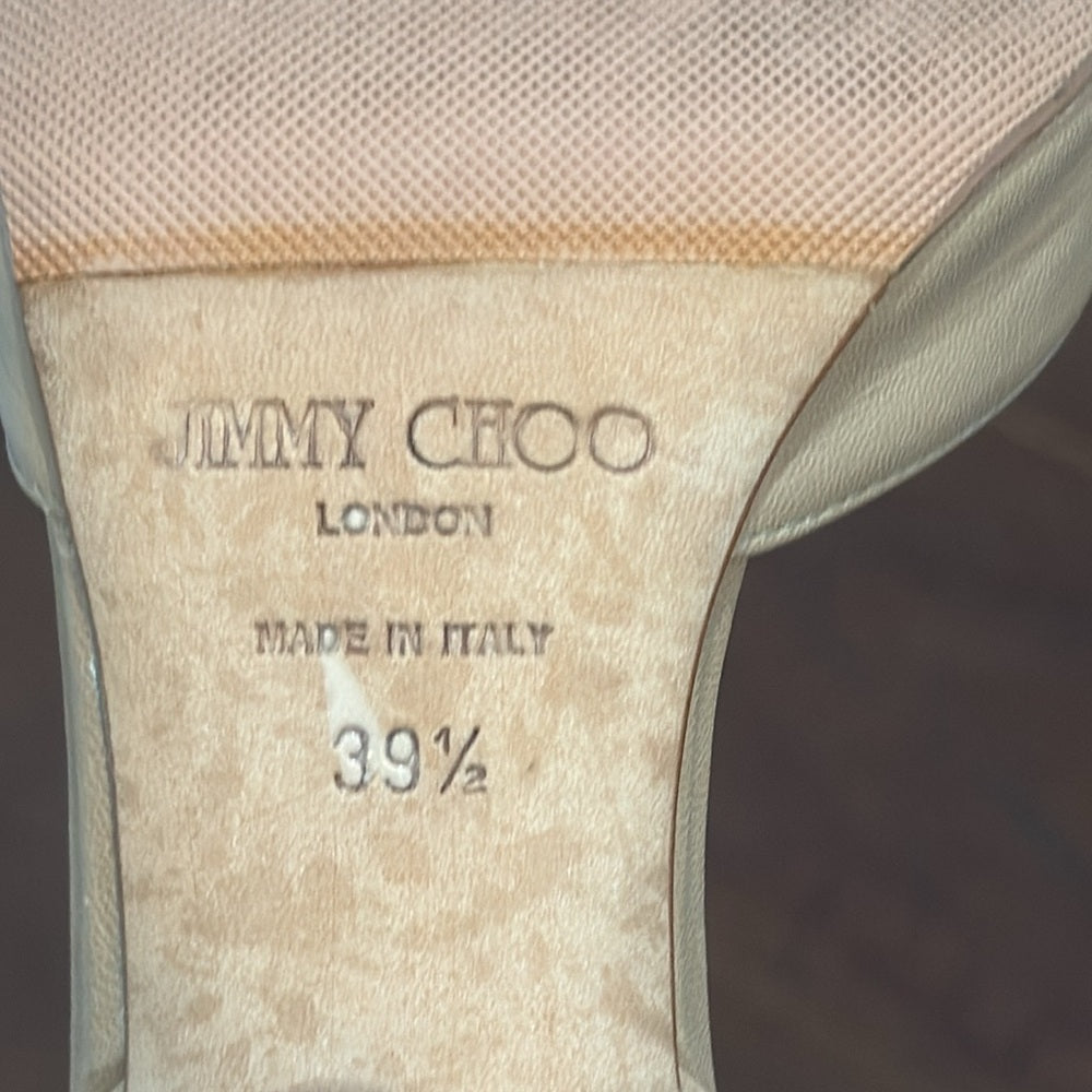 Jimmy Choo Tan Peep Toe Heels Size 39.5/9.5