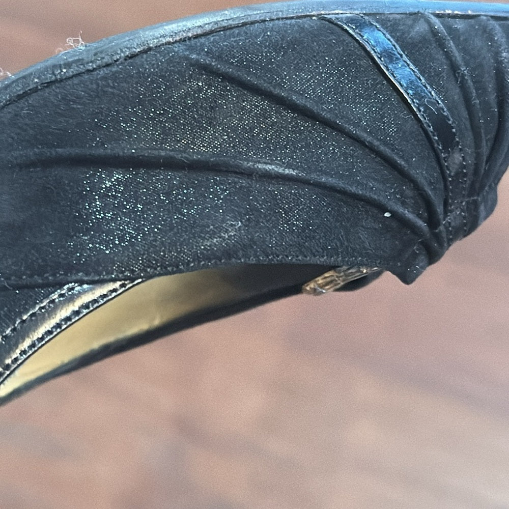 Jimmy Choo Boutique Black Suede Peep Toe Pumps Size 40.5/10.5