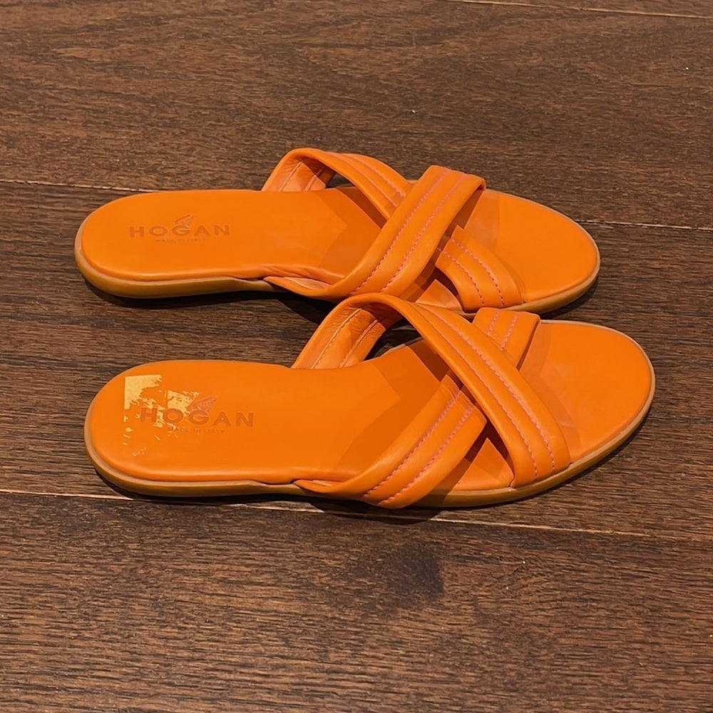 Hogan Women’s Orange Flat Sandals Size 8