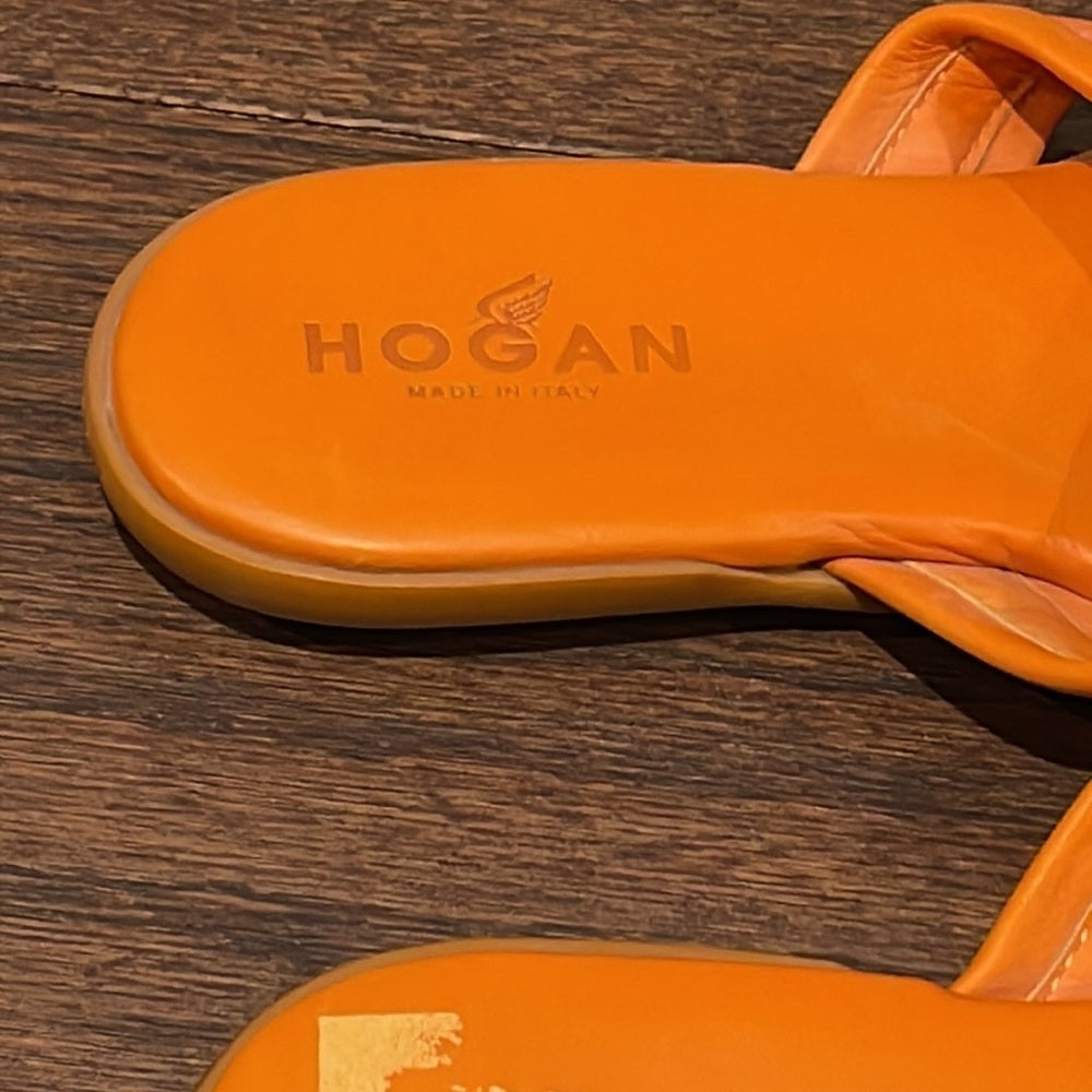 Hogan Women’s Orange Flat Sandals Size 8