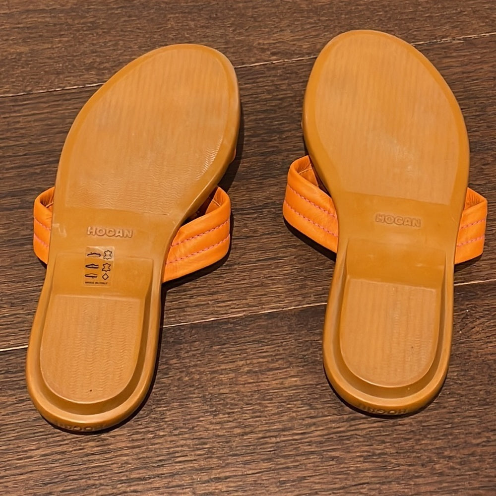 Hogan Women’s Orange Flat Sandals Size 8