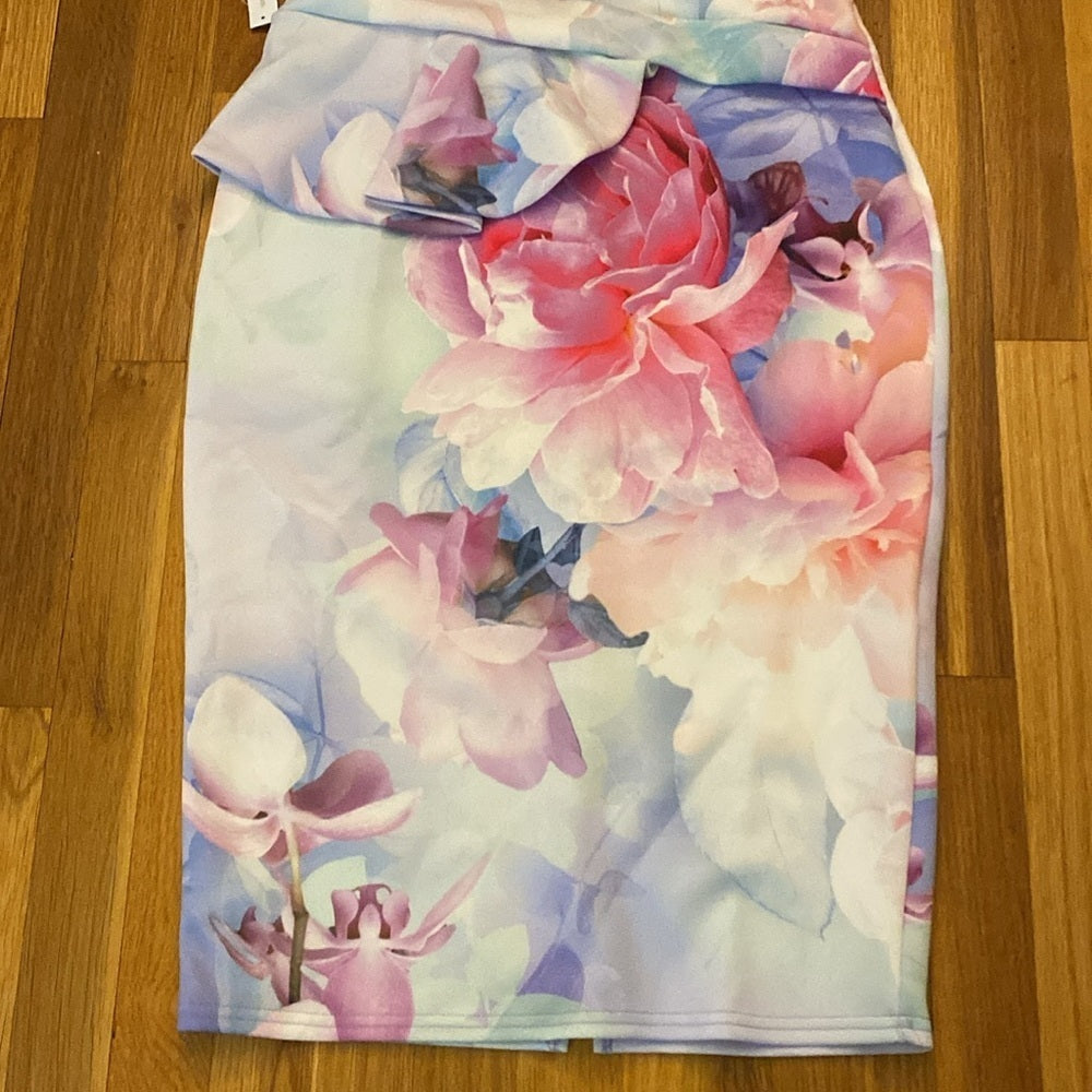 NWT Lipsy Women’s Pink and Purple Pastel Floral Printed Halter Dress Size 10