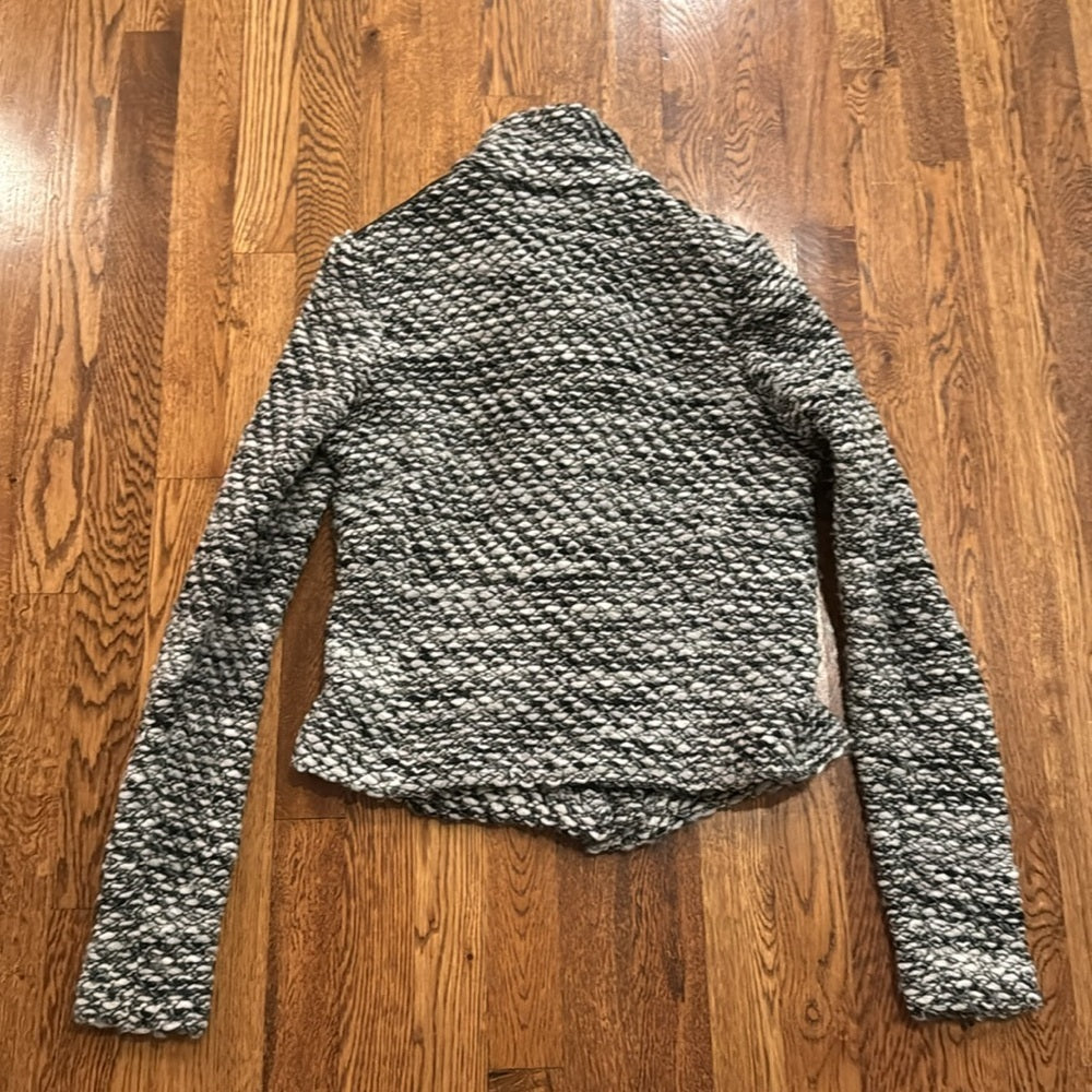IRO Woman’s Black & White Cropped Tweed Cowl Neck Jacket Size 38 /Size 6