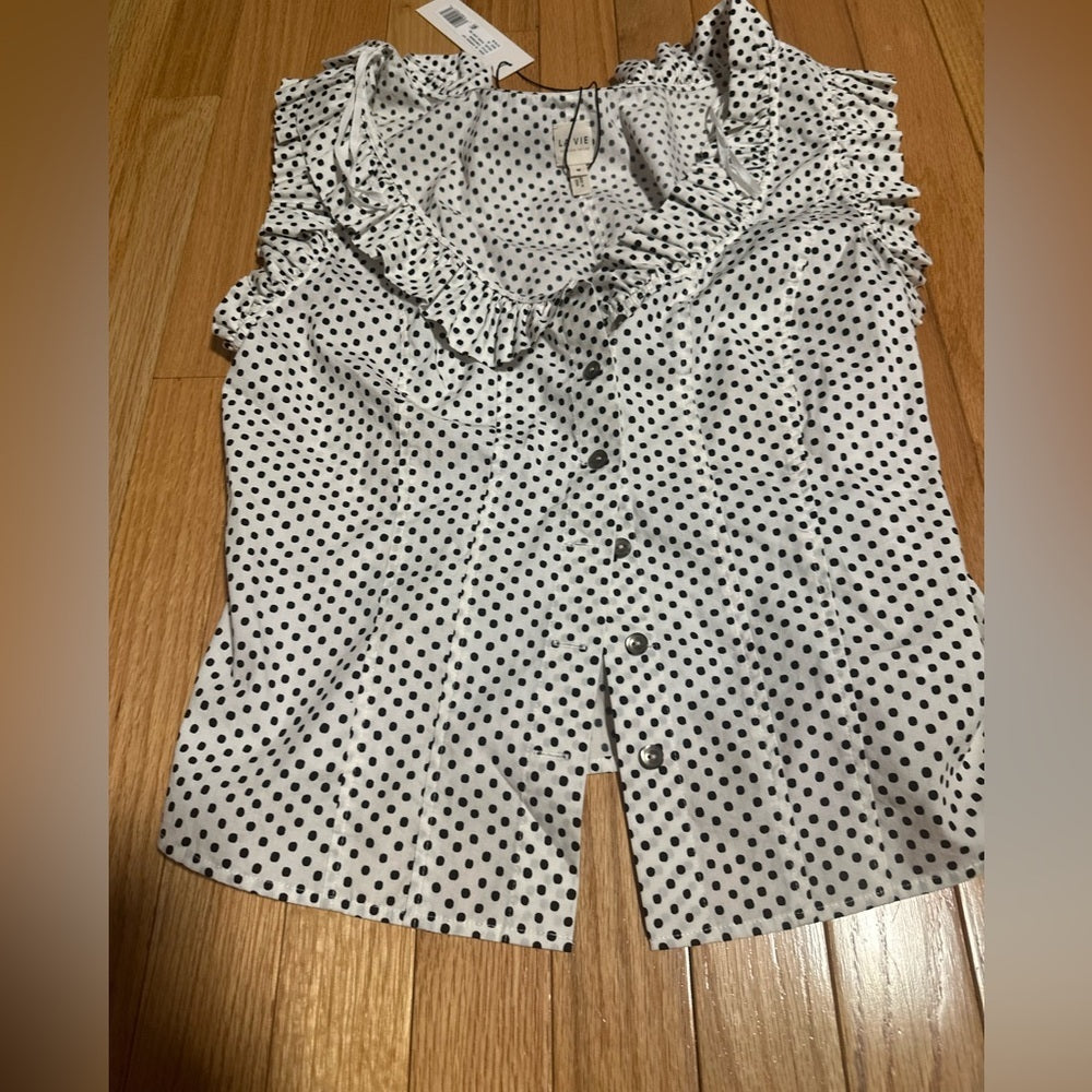 NWT La Vie Women’s Polka Dot Blouse Size Medium