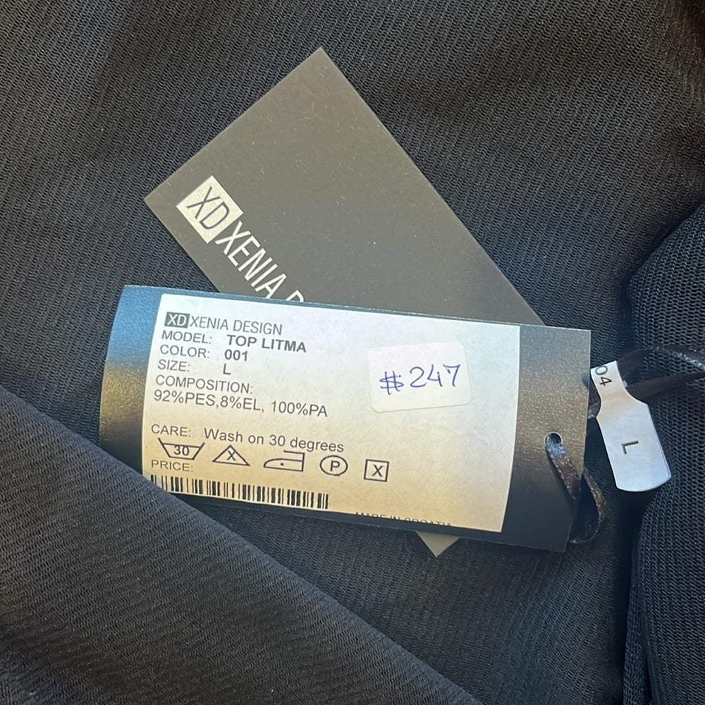 NWT XD Xenia Design Woman’s Black See Through Top Size L