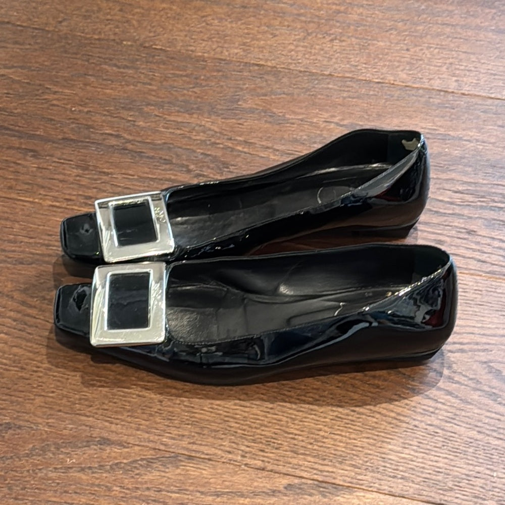 Roger Vivier Black Women's Flats Shoes with Silver Accents Size 37