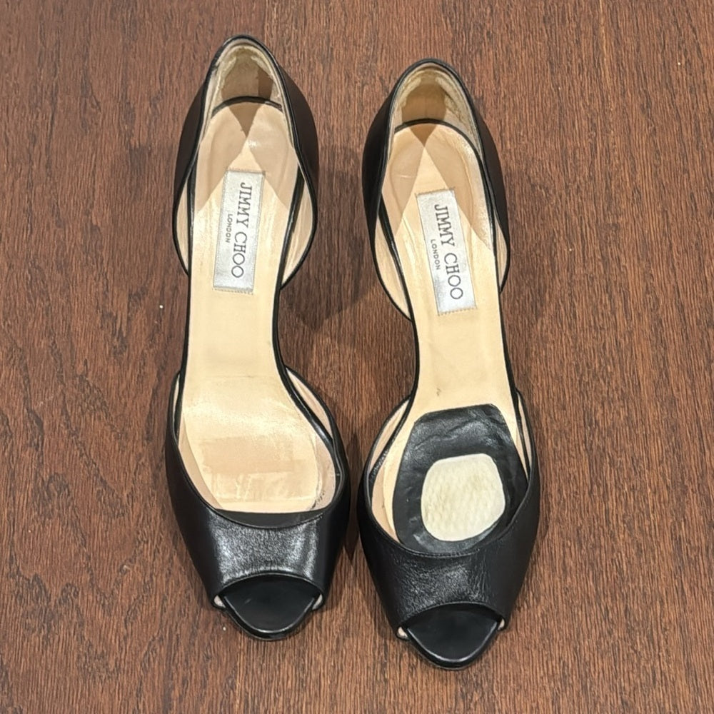 Jimmy Choo Black Peep Toe Pumps Size 39.5/9.5