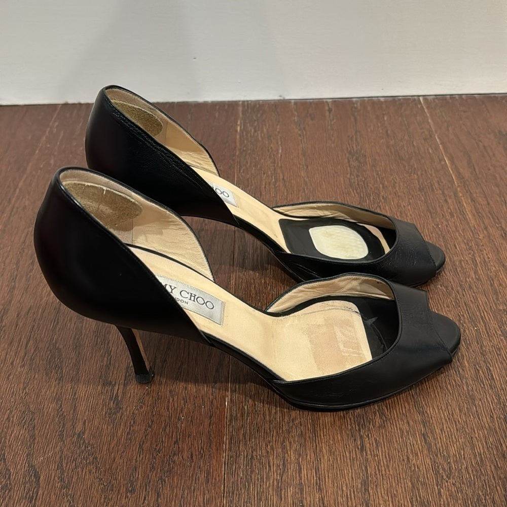 Jimmy Choo Black Peep Toe Pumps Size 39.5/9.5