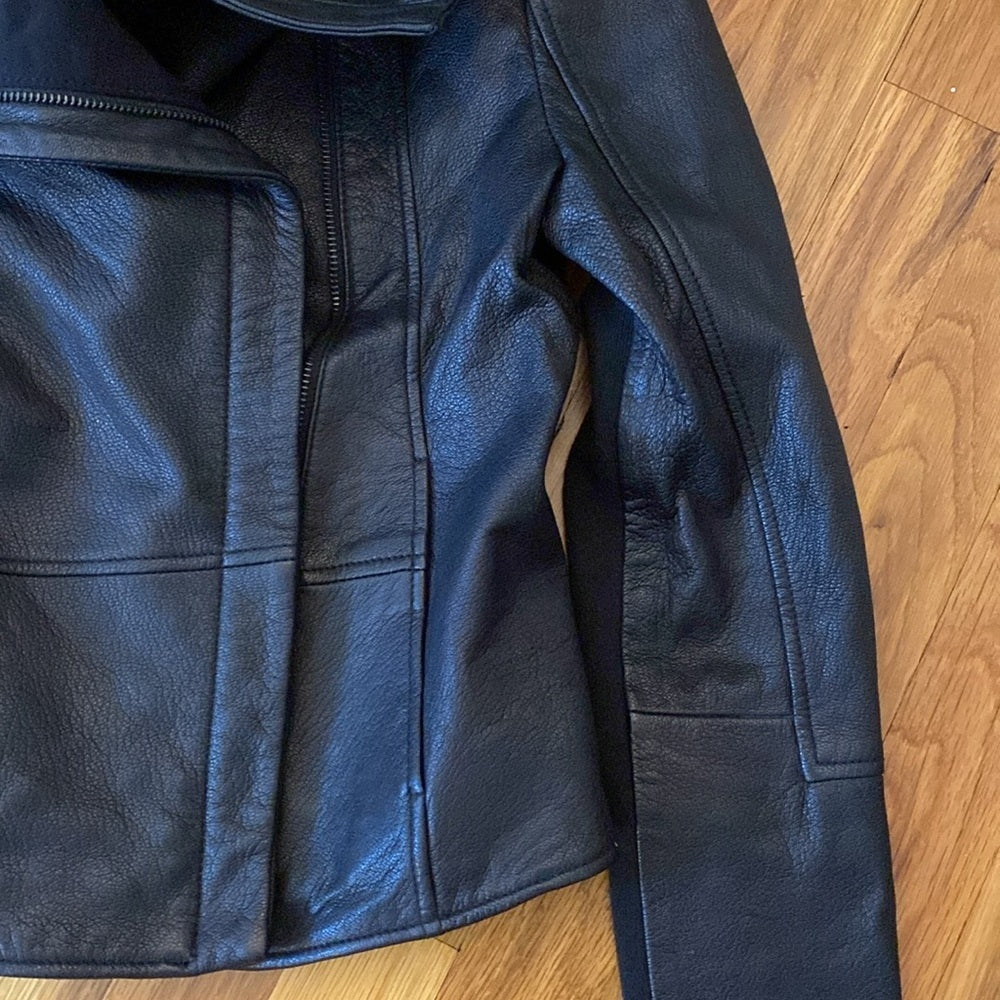 BCBG MaxAzria Women’s Black Leather Jacket Size XS