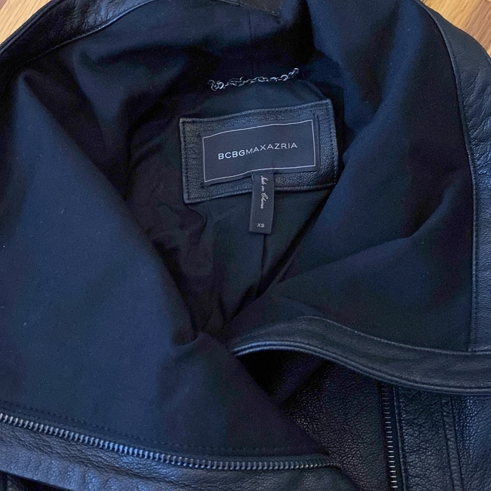 BCBG MaxAzria Women’s Black Leather Jacket Size XS