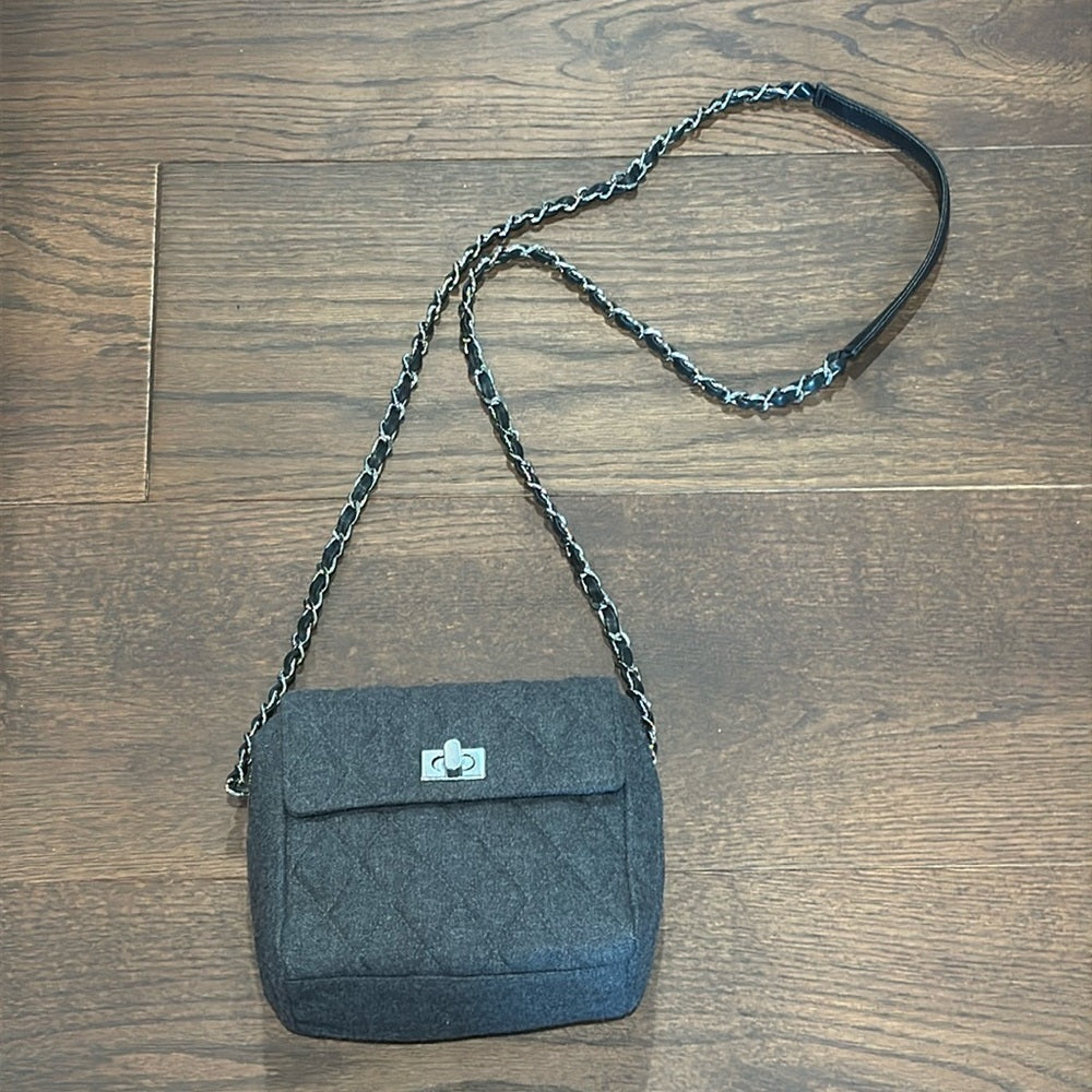 Neiman Marcus Collection Grey Quilted Crossbody Bag