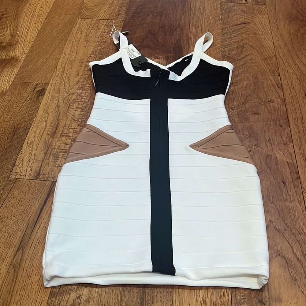 NWT Fashion Nova Woman’s White Coffee Black Dress Size S