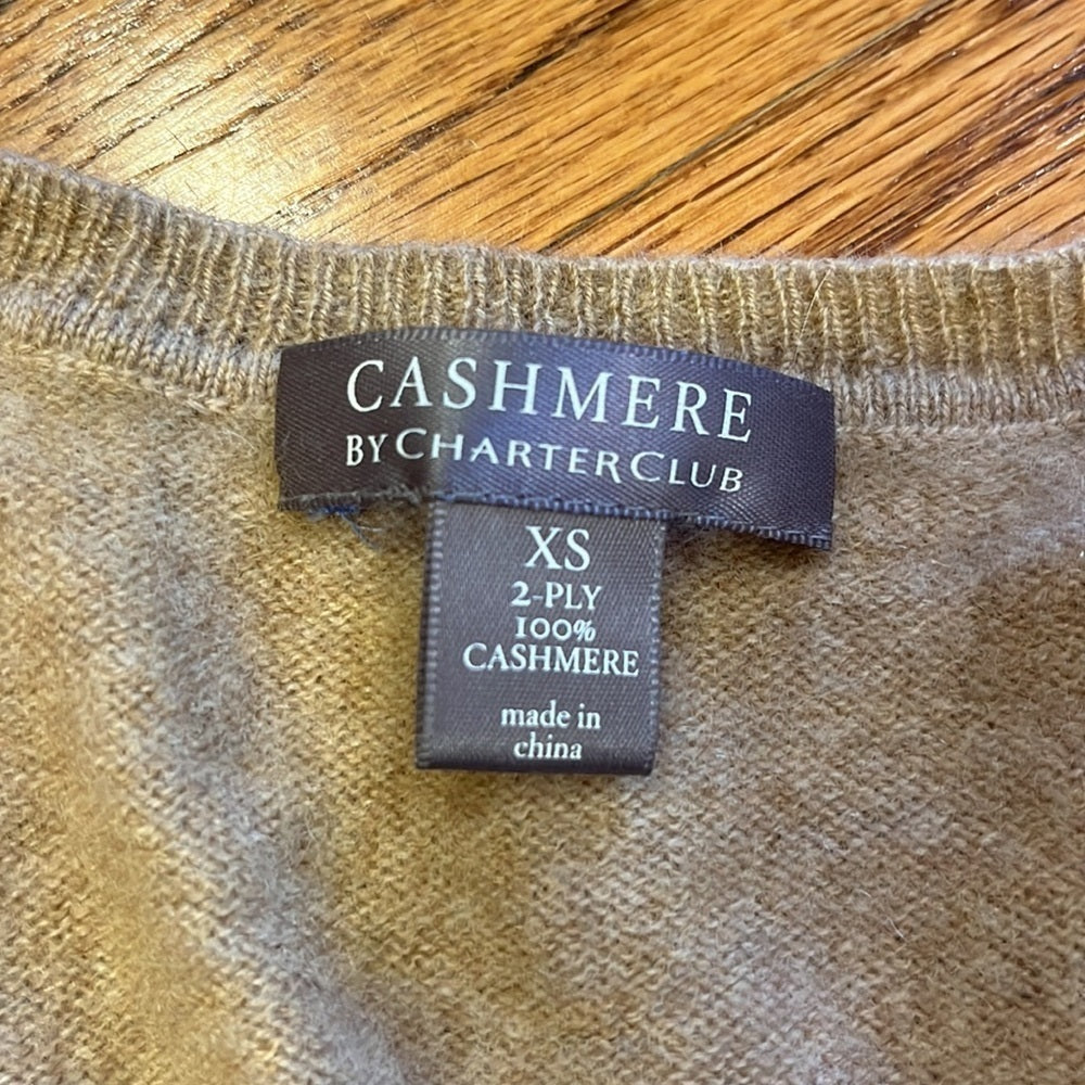 Cashmere by Charter Club Woman’s Tan Cashmere Sweater Size XS
