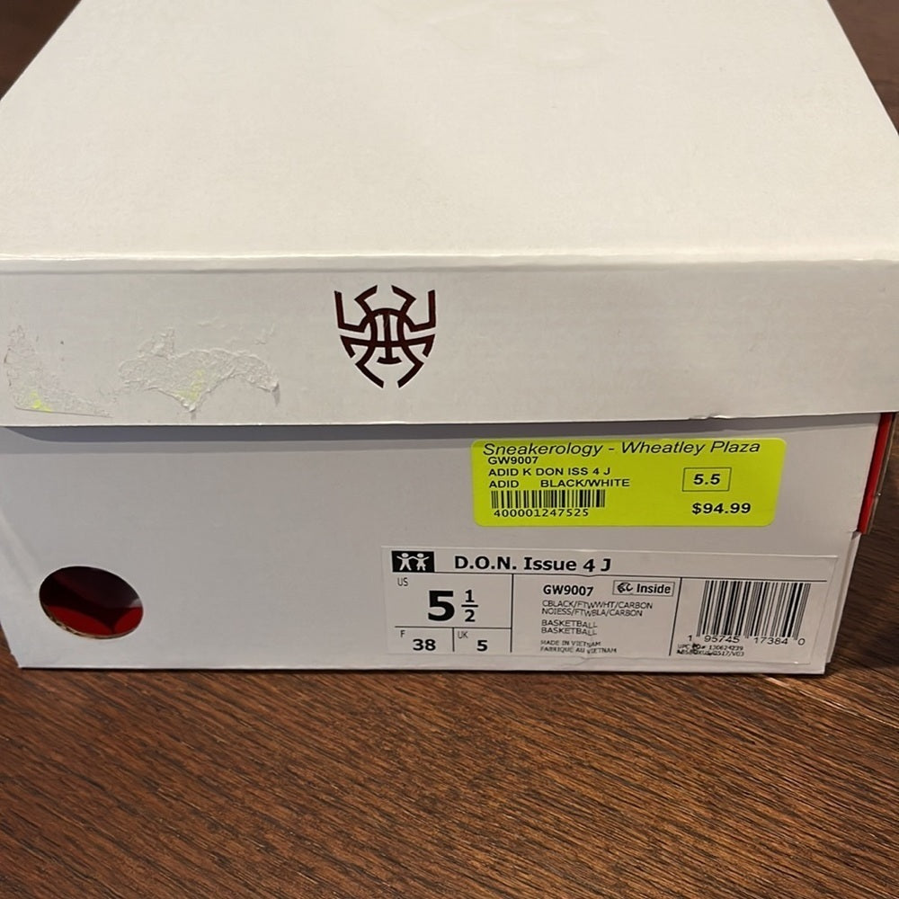 NWT Adidas Lightstream Kids D.O.N Issue 4 Basketball Black Sneakers Size 5.5