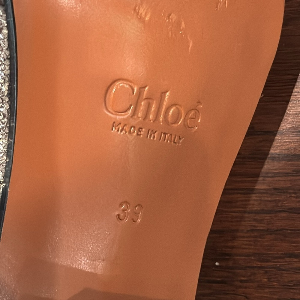 Chloe Women’s Grey Glitter Sandals Size 39/9