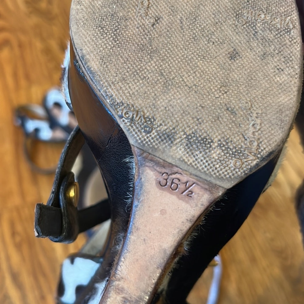 Valentino Garavani Woman’s Animal Print Wedges Size 36.5