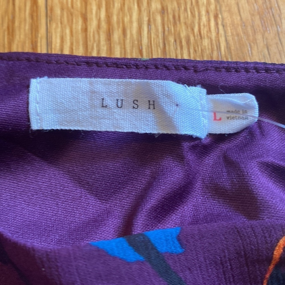 NWT Lush purple floral one shoulder blouse size large