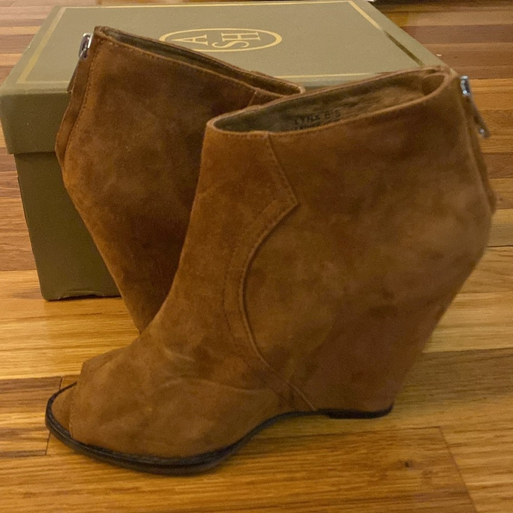 Ash Women’s Brown Wedge Open Toe Heels With Fringe Size 37