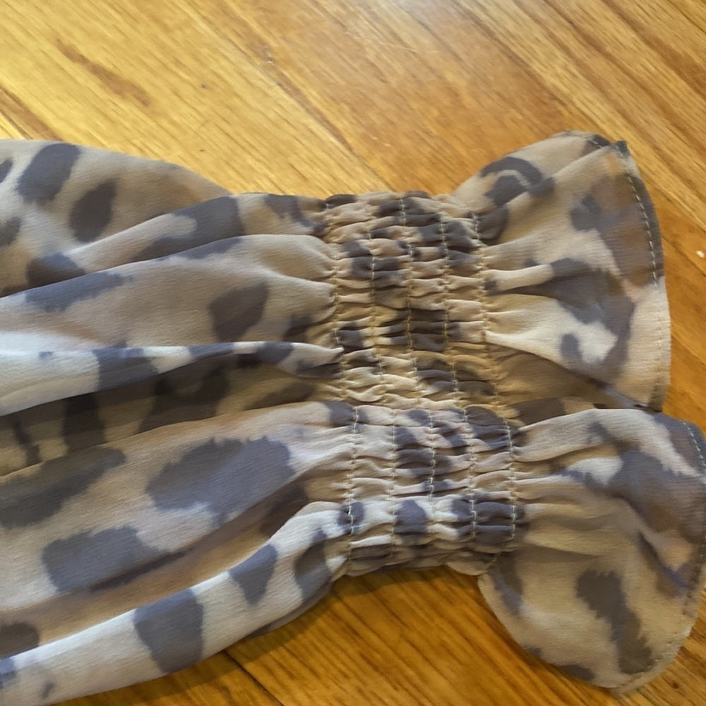 NWT GENERATION Love sheer leopard print lace up blouse size medium