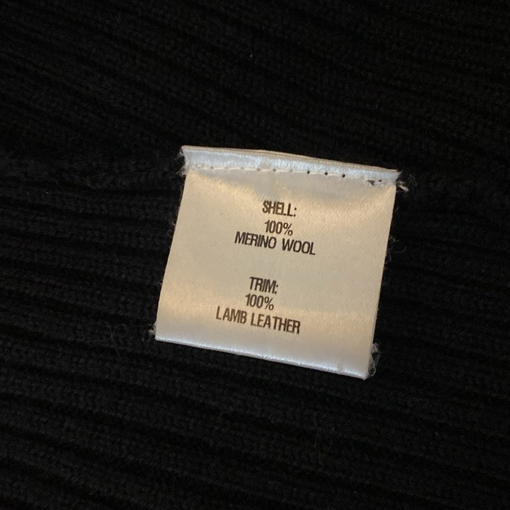 Bychance Women’s Black Wool Jacket With Leather Sleeves Size XS