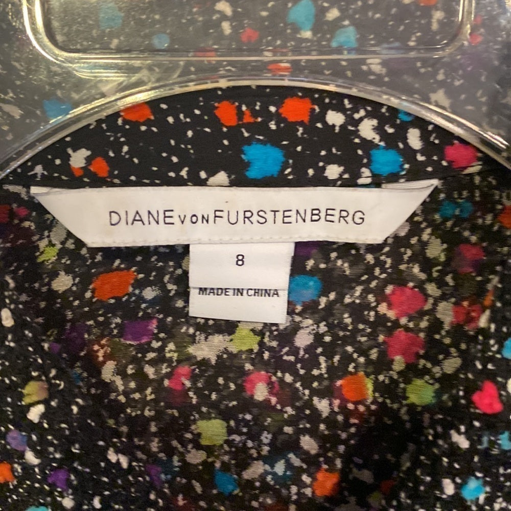 Diane von Furstenburg multicolored button down shirt size 8