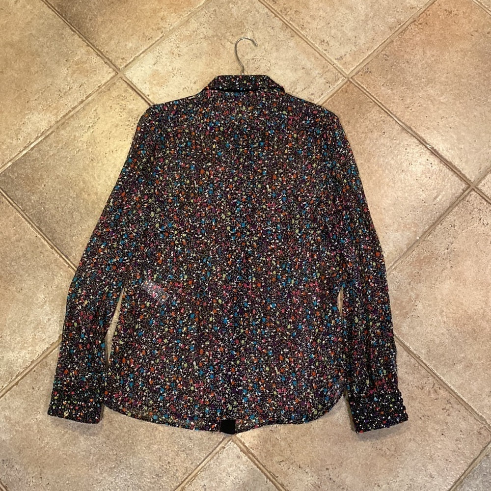 Diane von Furstenburg multicolored button down shirt size 8