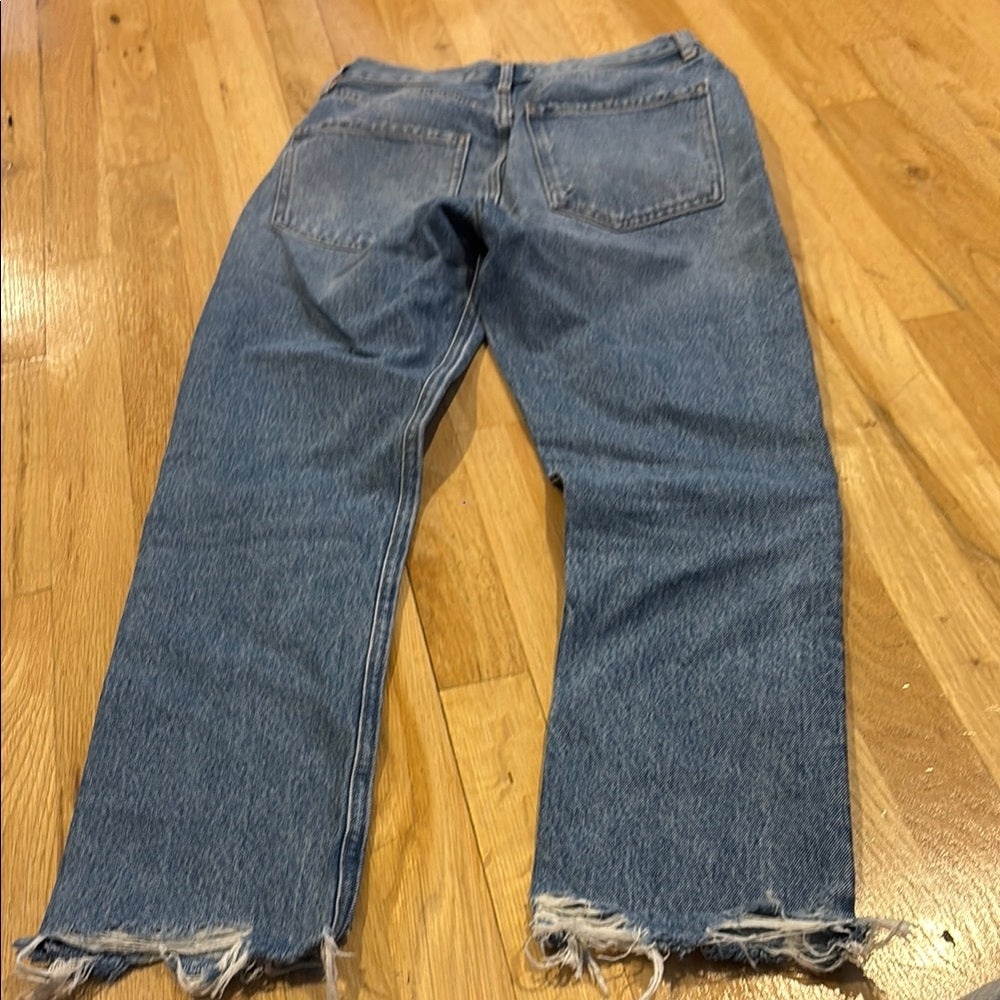 Agolde Women’s Blue Jeans With Frayed Hem Size 26