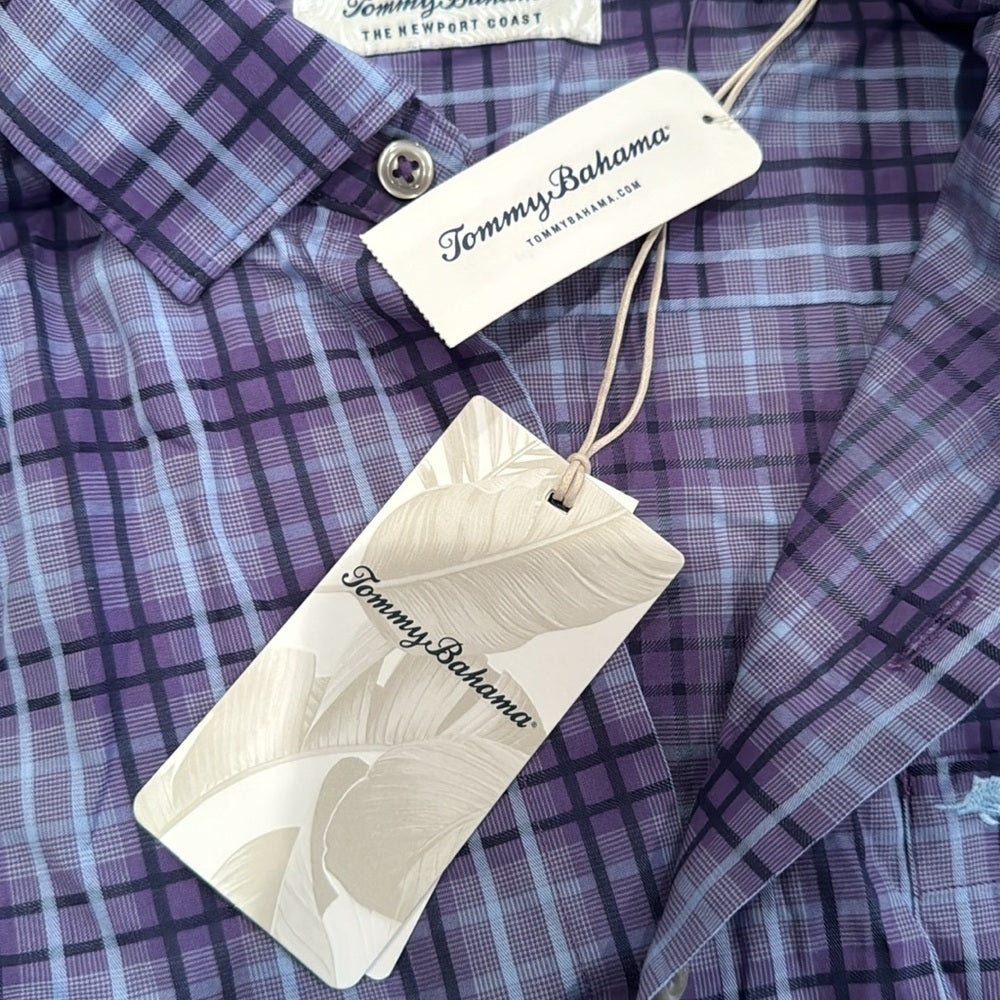 NWT Tommy Bahama Newport Coast Men’s Spring Purple Striped Dress Shirt Size Med