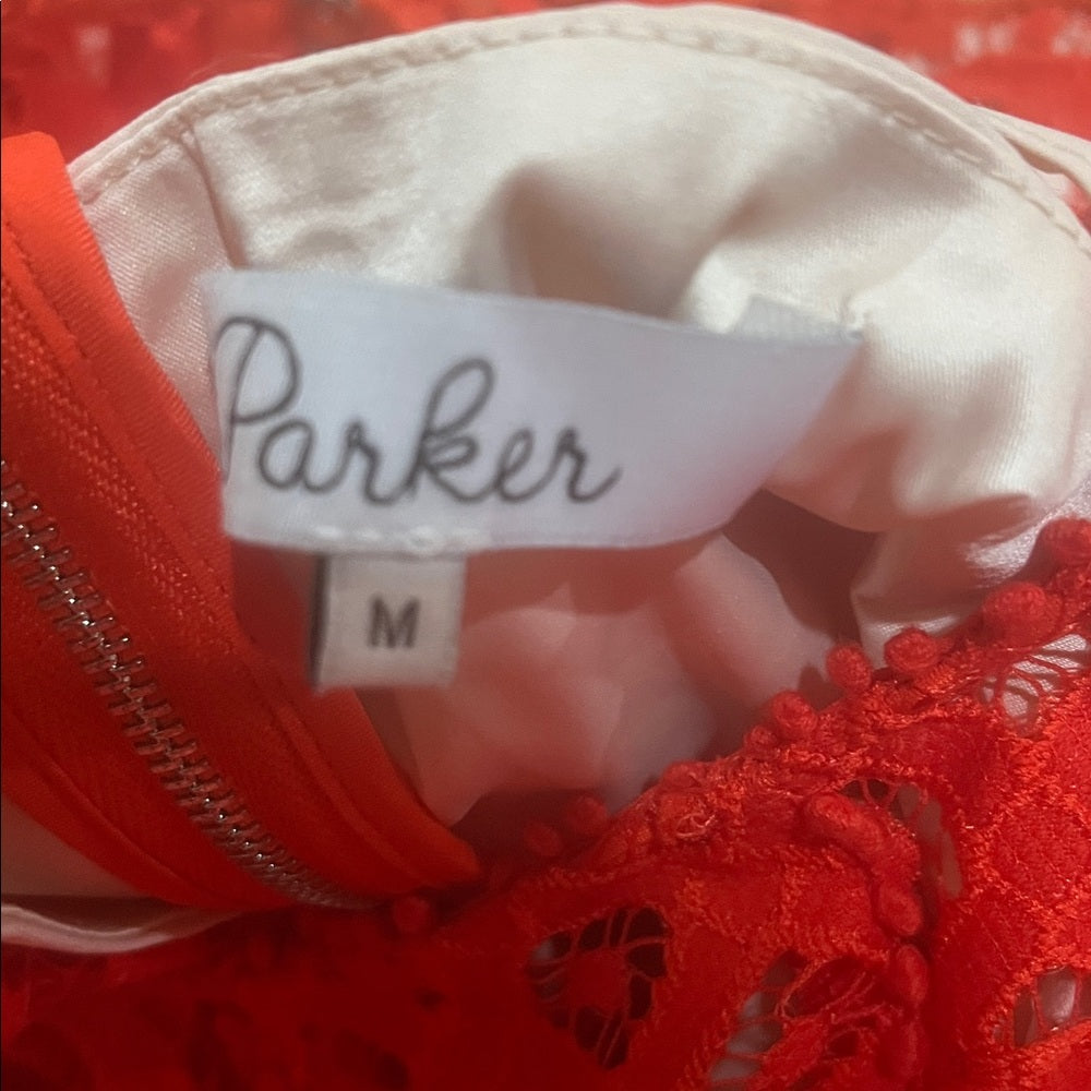 Parker Vibrant Red Lace Kids Dress Size Medium