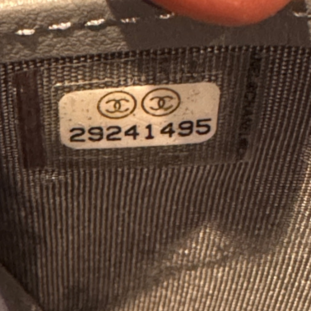 CHANEL Silver Chevron Boy L Gusset Flap Wallet