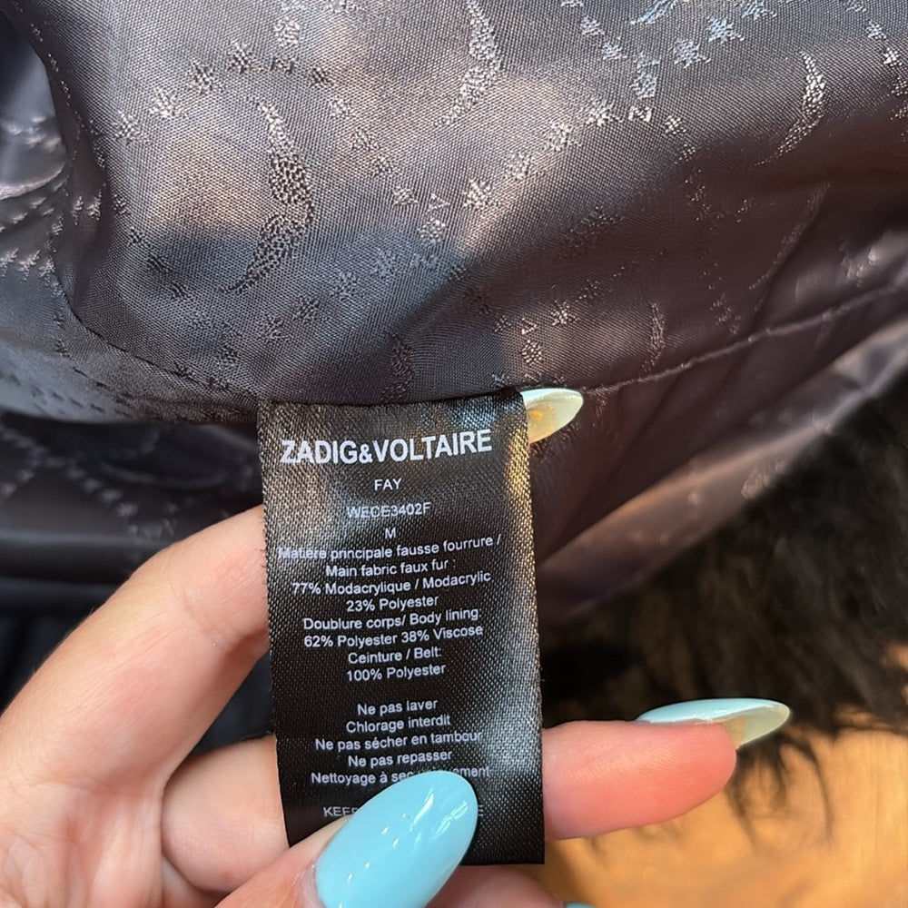 Zadig & Voltaire Woman’s Black Faux Fur Sleeveless Cardigan Size M