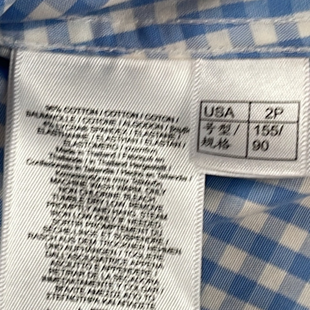 Brooks Brother Women’s Blue Check Button Down Size 2P