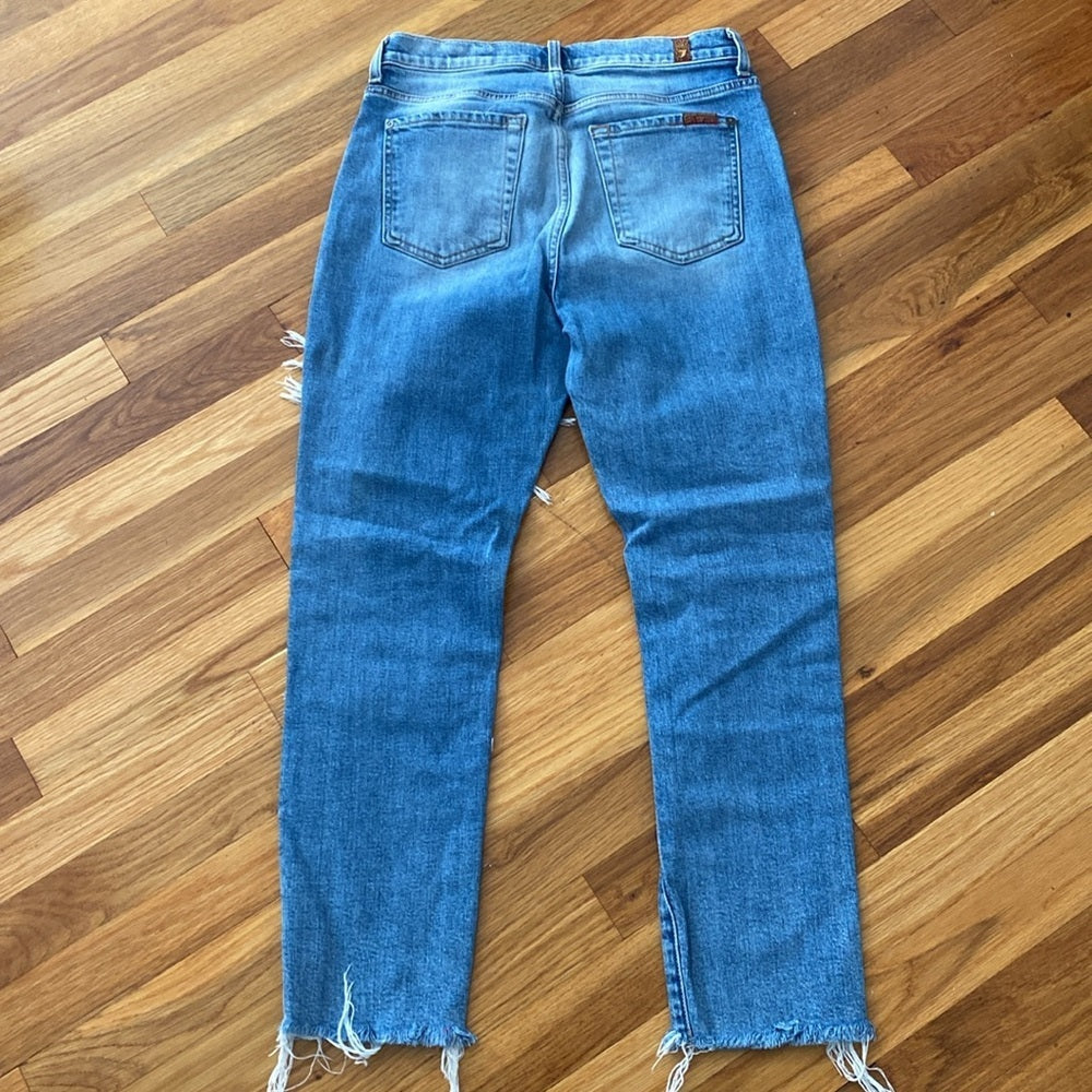 7 For All Mankind Women’s Blue Ripped Jeans Size 25
