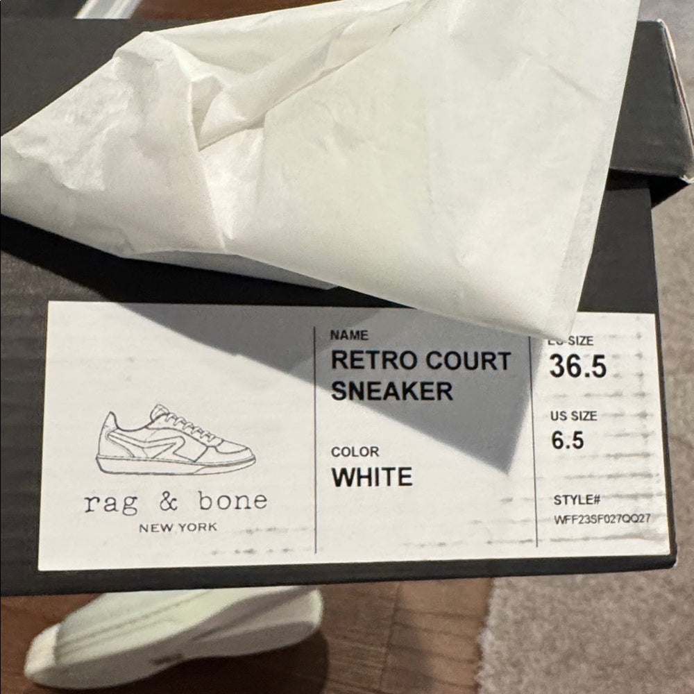 NWT Rag & Bone Retro Court White Sneakers Size 6.5
