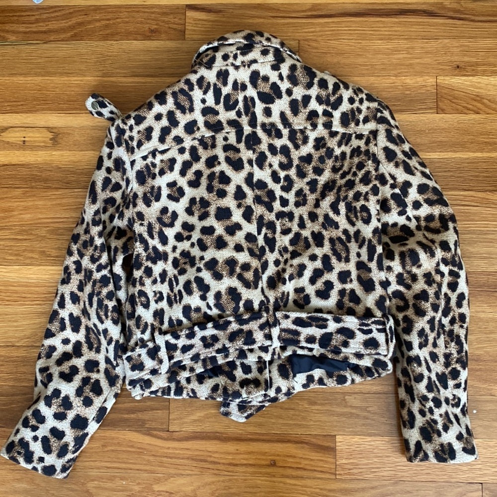 Zara Women’s Leopard Print Zip Up Jacket Size S