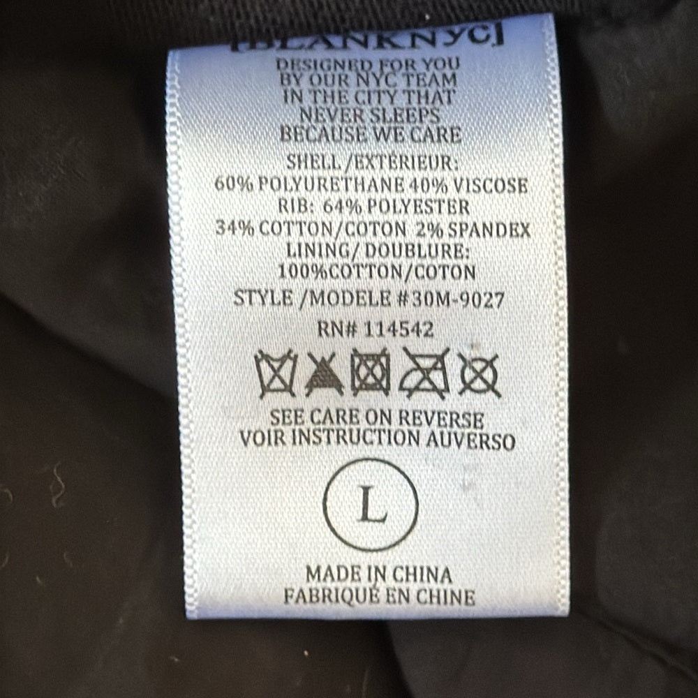 Blank Nyc Women’s Black Asymmetrical Jacket with Leather Details Size Large