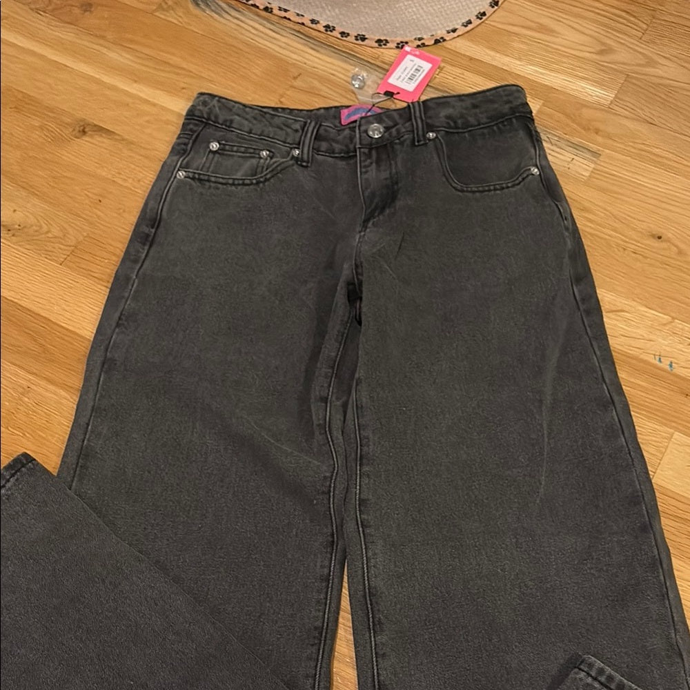 NWT Edikted Women’s Black Washed Wide Leg Jeans Size S