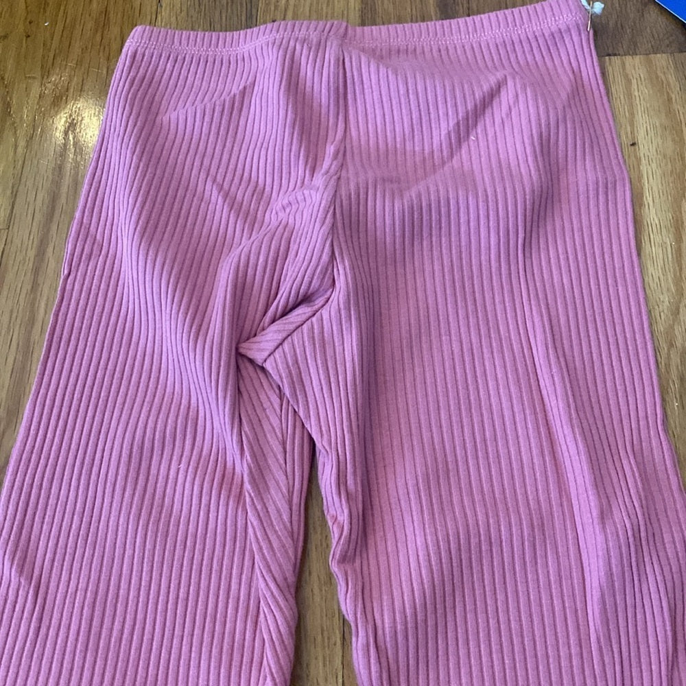 NWT Maison Me Girls Pink Ribbed Leggings Size 8Y