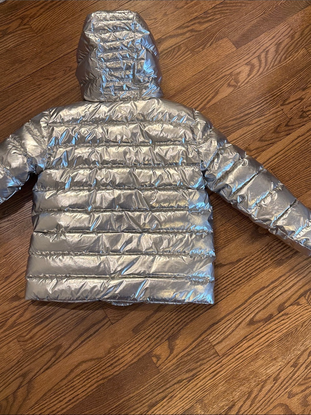 Moose Knuckles Kids Silver Puffer Jacket with Hood Size Medium