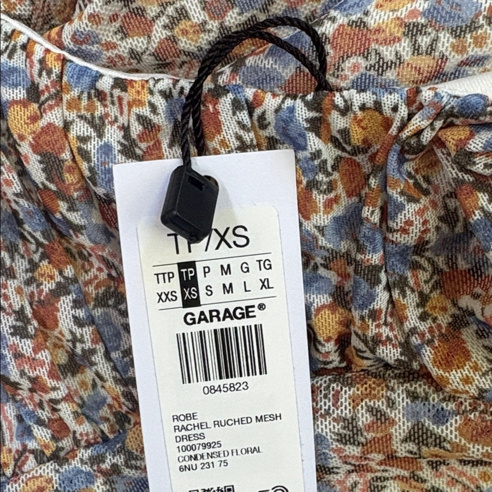 NWT Garage Woman’s Rachel Ruched Floral Mesh Dress Size XS
