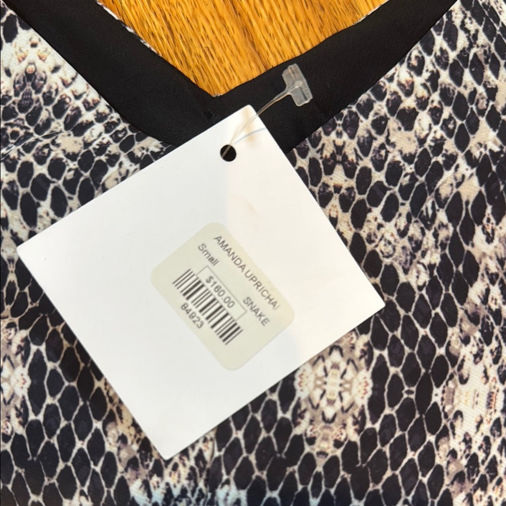 NWT Amanda Uprichard Stylish Black and Gray Snake Print Women's Top Size Small